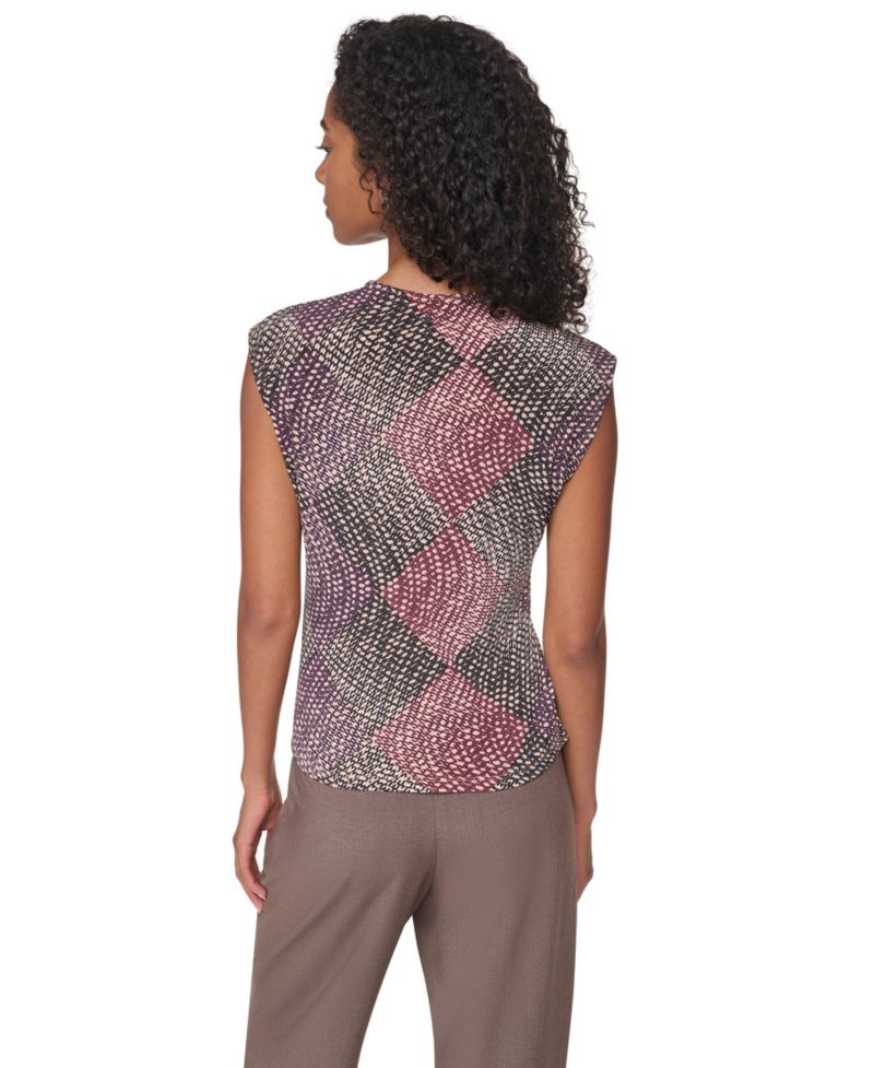 Women's Mock-Neck Sleeveless Knot-Front Blouse