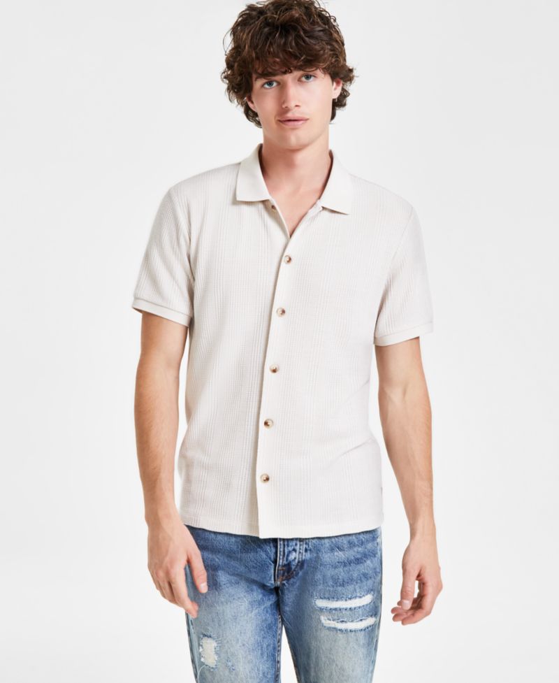 Men's Joshua Textured-Knit Button-Down Shirt