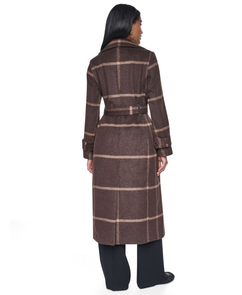Womens Notch Collar Belted Wrap Coat
