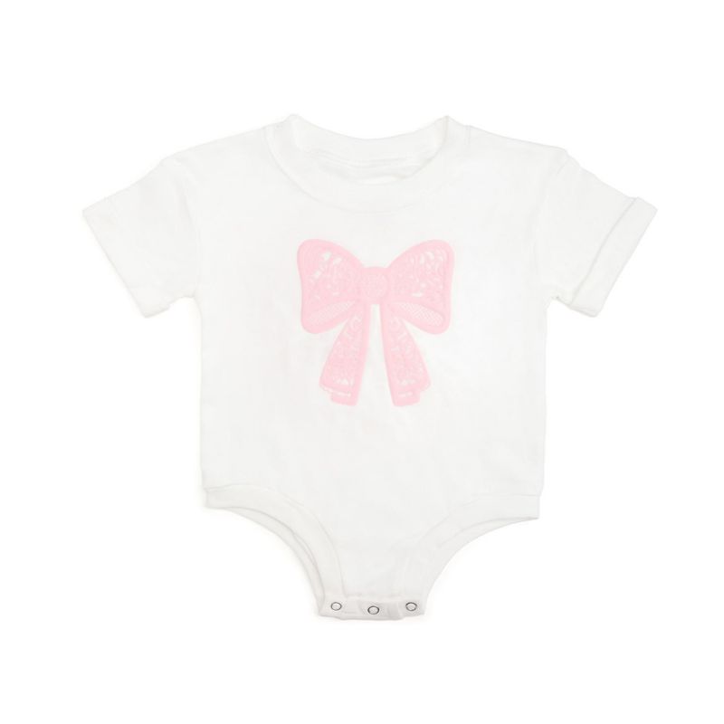 Baby Girls Lace Bow Puff Ink Long Sleeve Romper