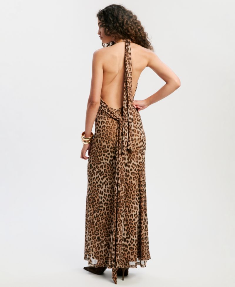 Women's Halter Neckline Printed Maxi Dress