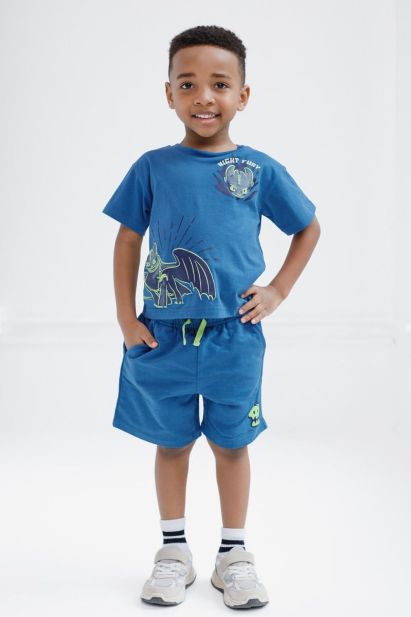 Boys DreamWorks Toothless T-Shirt and French Terry Shorts Outfit Set