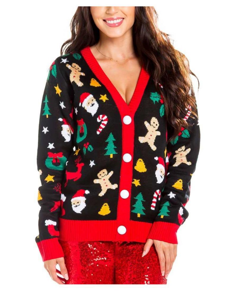 Women's Cookie Cutter Holiday V-Neck Cardigan