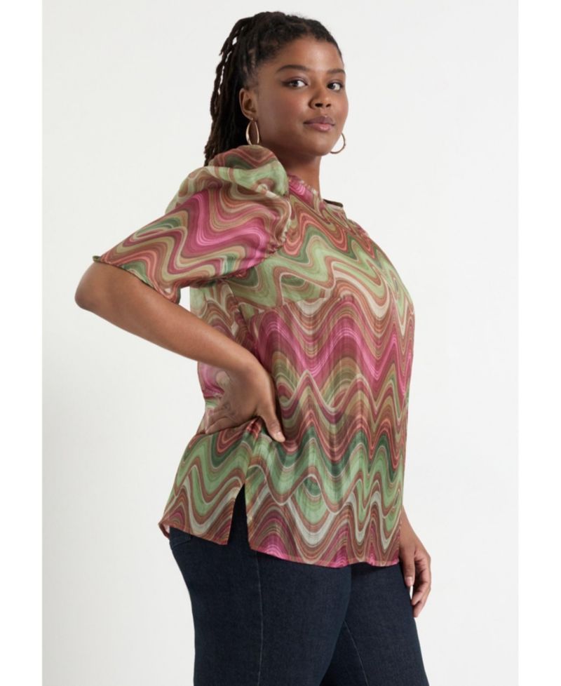 Women's June and Vie Mutton-Sleeve Organza Blouse