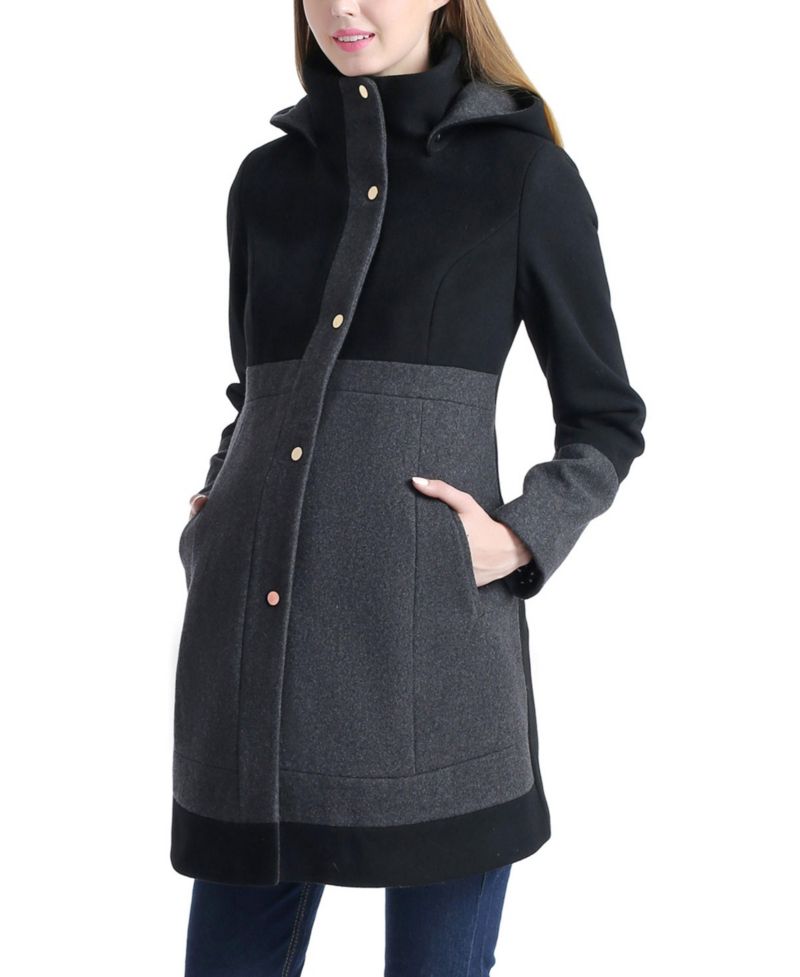 Maternity Tessa Hooded Wool-Blend Colorblock Coat