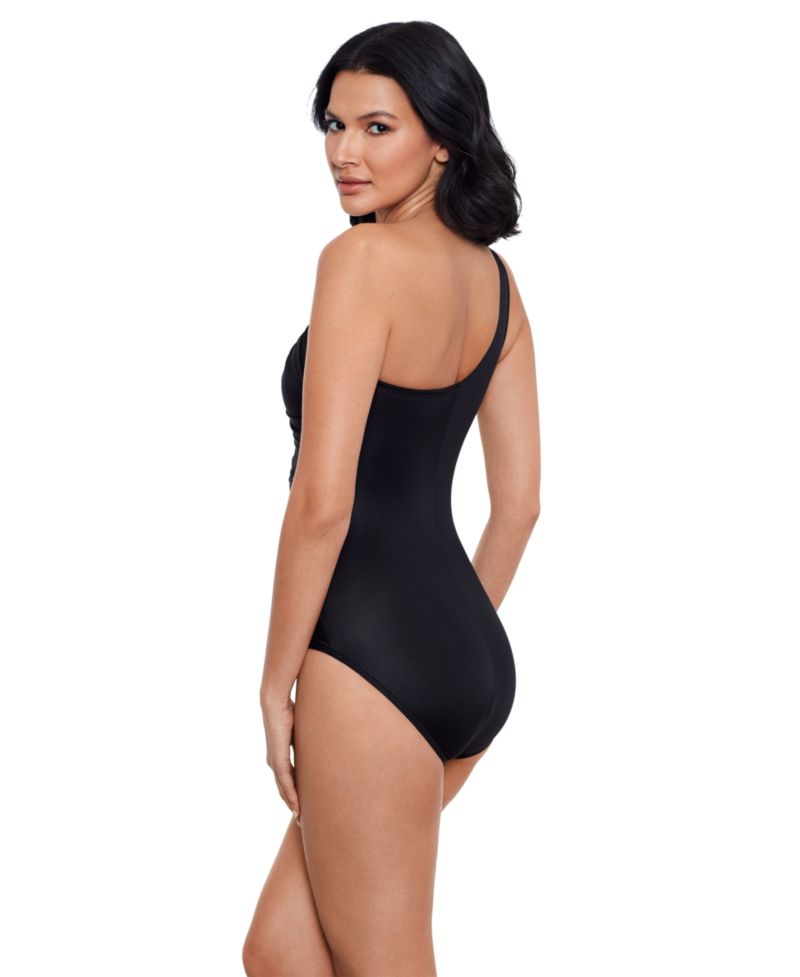 Women's Network Jena One-Shoulder Allover-Slimming One-Piece Swimsuit