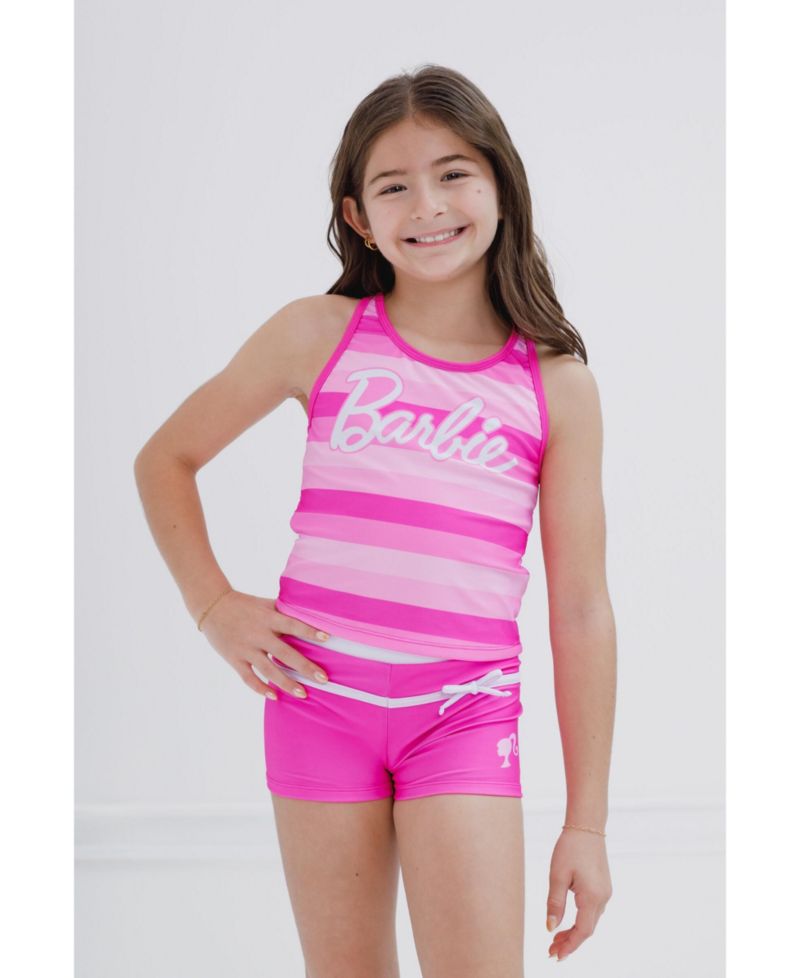 Girls Racerback UPF 50+ Tankini Top and Swim Shorts Outfit Set