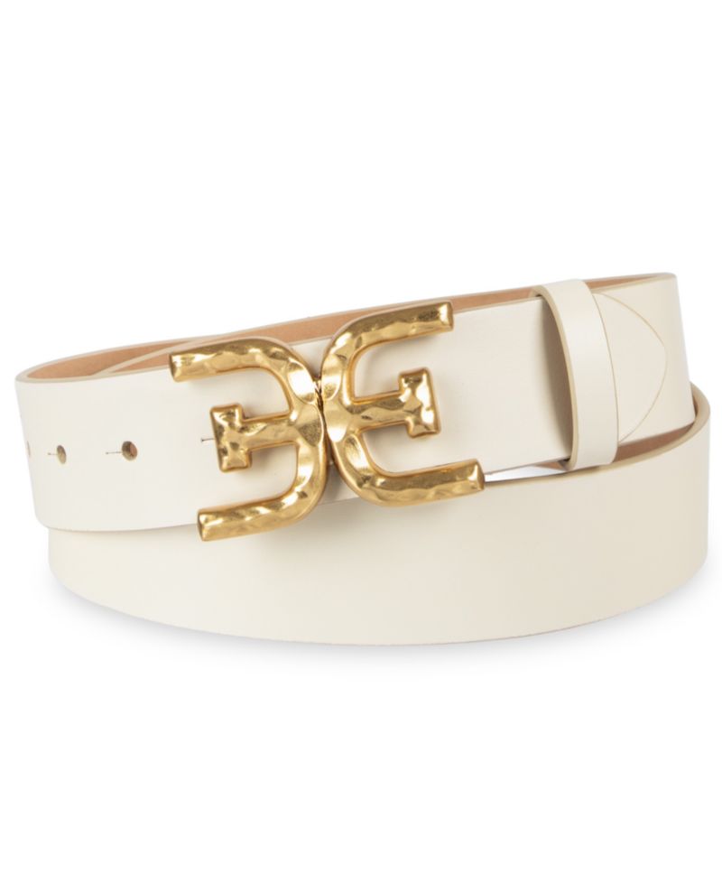 Hammered Double-E Logo Plaque Buckle Belt