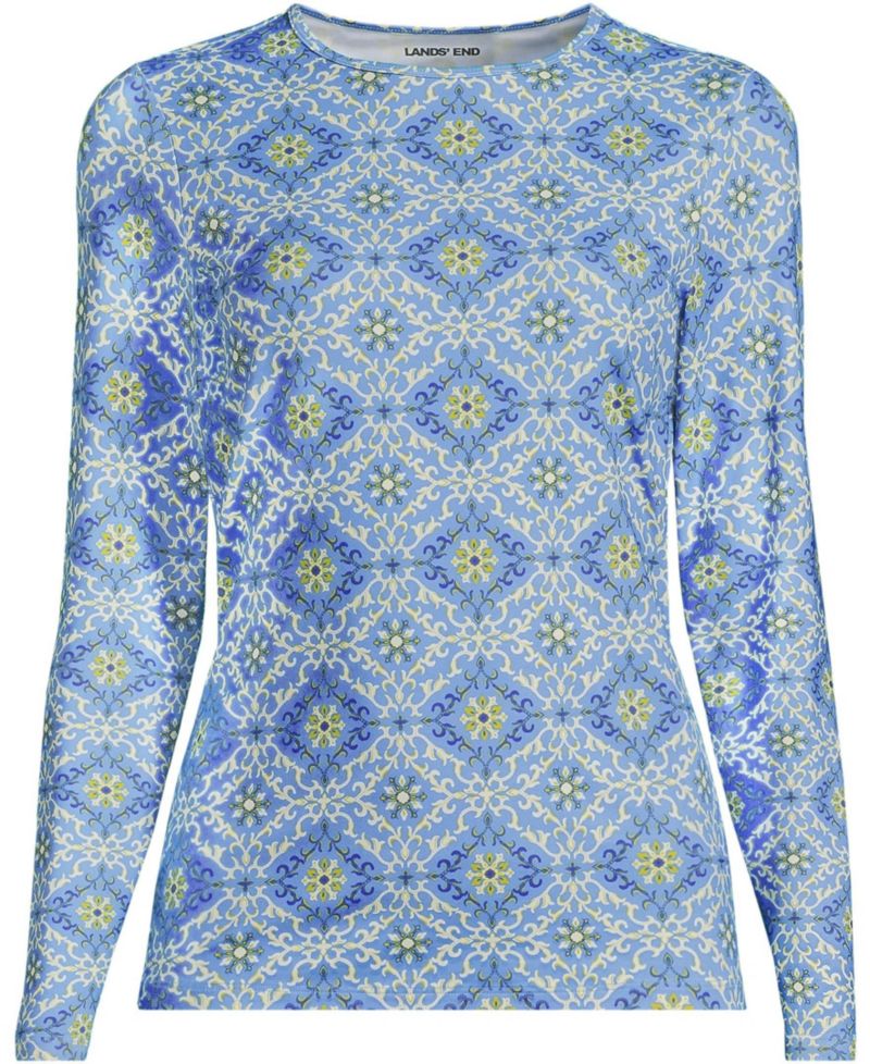 Plus Size Long Sleeve Crewneck Garden Tee - Sunshade UPF 50 Quick Dry