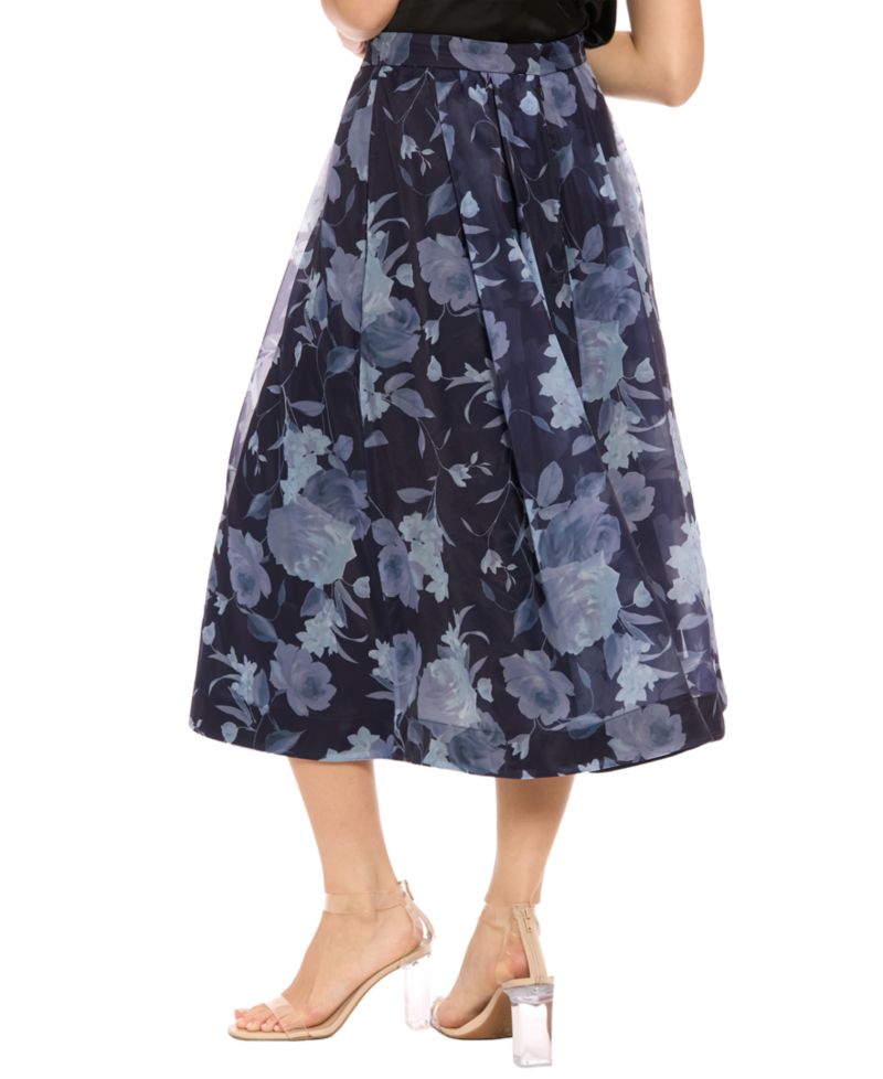Women's Pleated Printed Midi Skirt