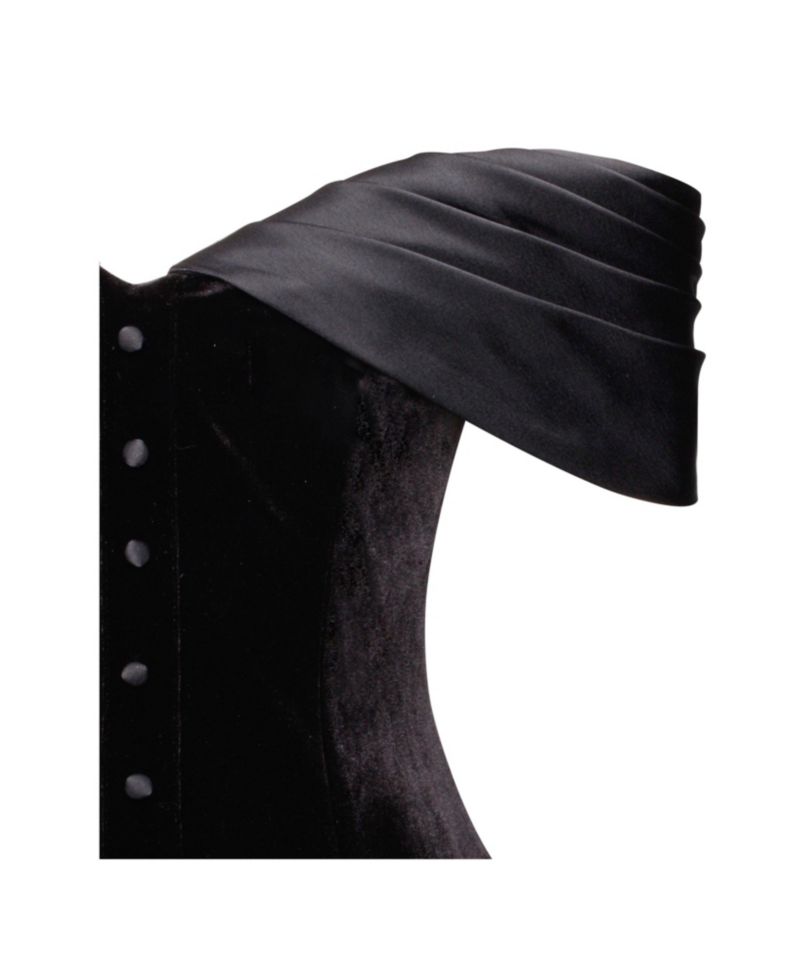 Women's Echo Black Velvet Off-shoulder Pleated Mini Dress