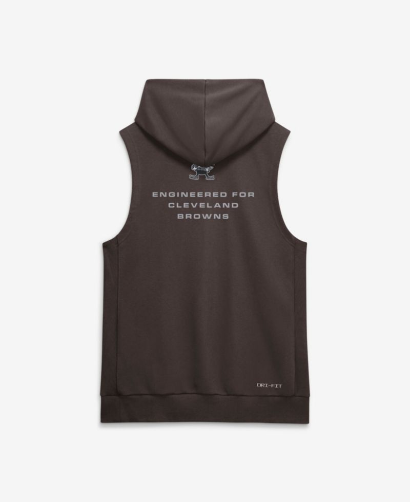 Men's Brown Cleveland Browns Sideline Standard Issue Dri-FIT Sleeveless Hoodie