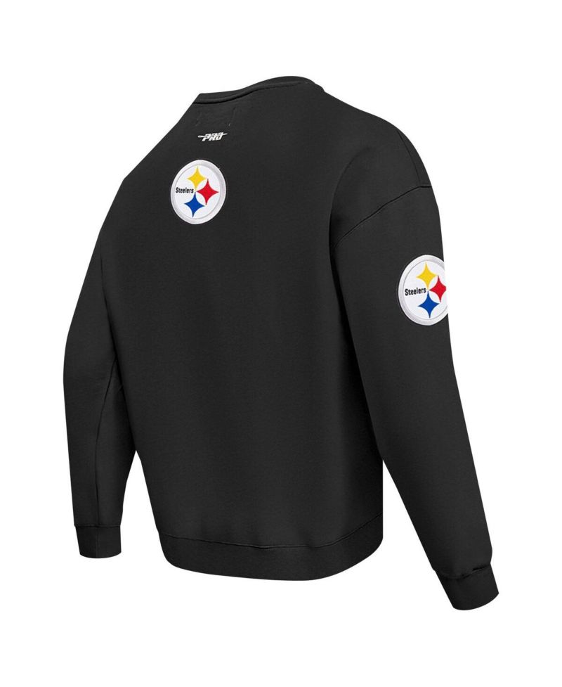 Men's Black Pittsburgh Steelers Turn It Up Drop Shoulder Pullover Sweatshirt