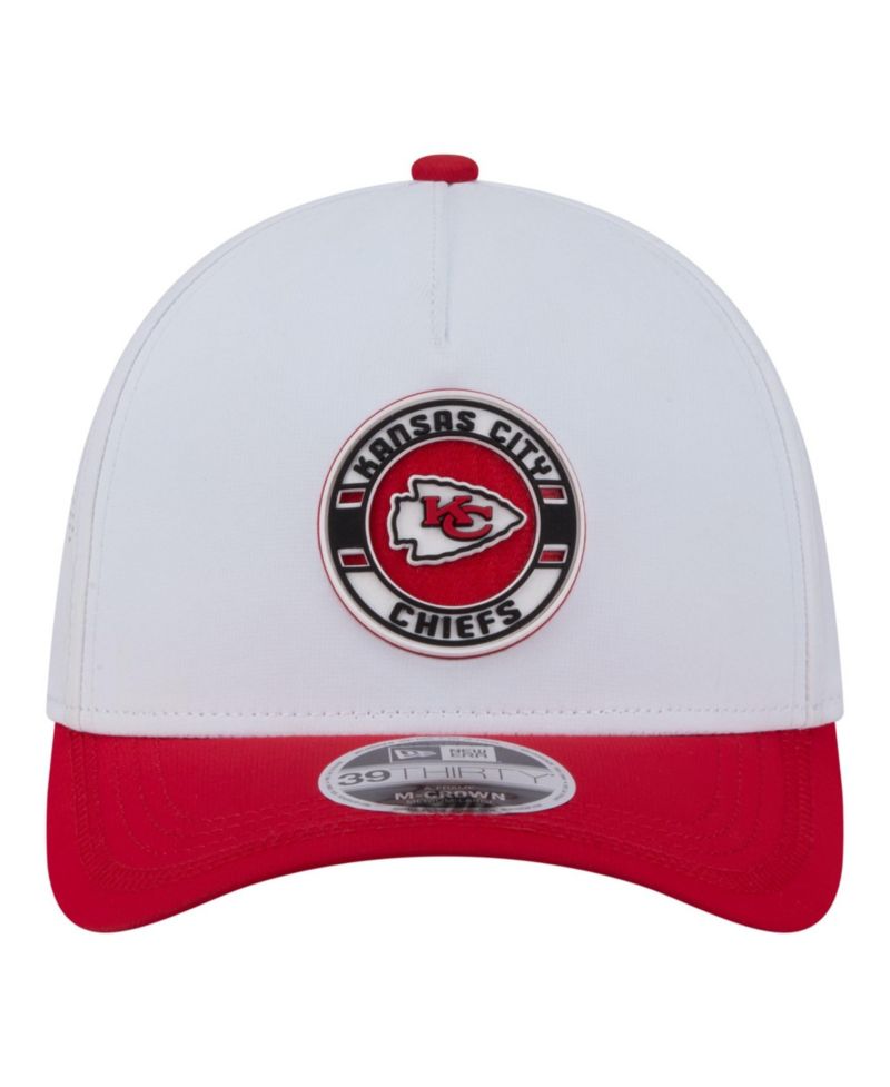Men's White/Red Kansas City Chiefs Patch 39THIRTY A-Frame M-Crown Perforated Flex Hat