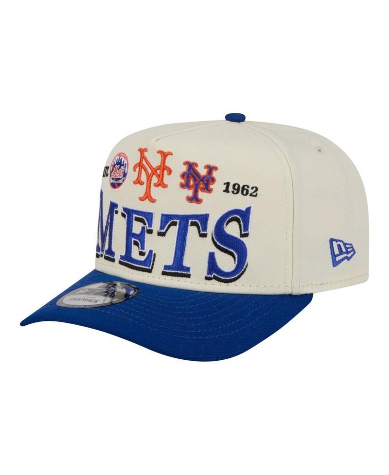Men's Cream New York Mets Throwback Tri-Hit A-Frame 9FIFTY Adjustable Hat
