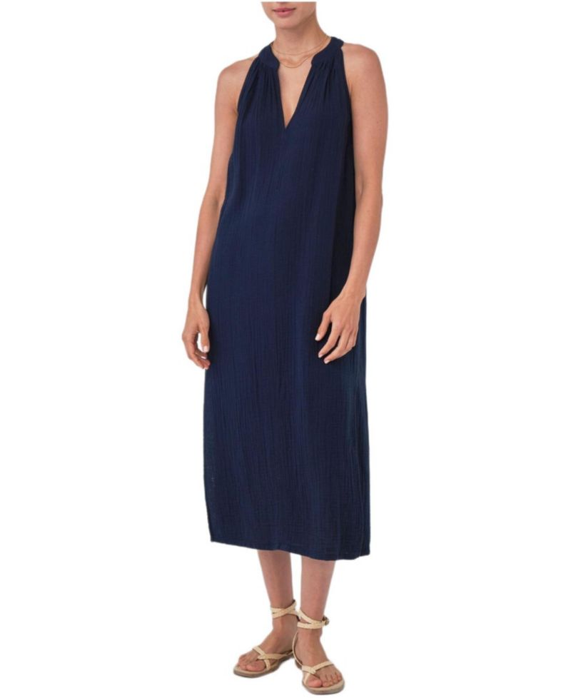 Women's Ocean+Main Sleeveless Gauze Midi Dress with Pockets