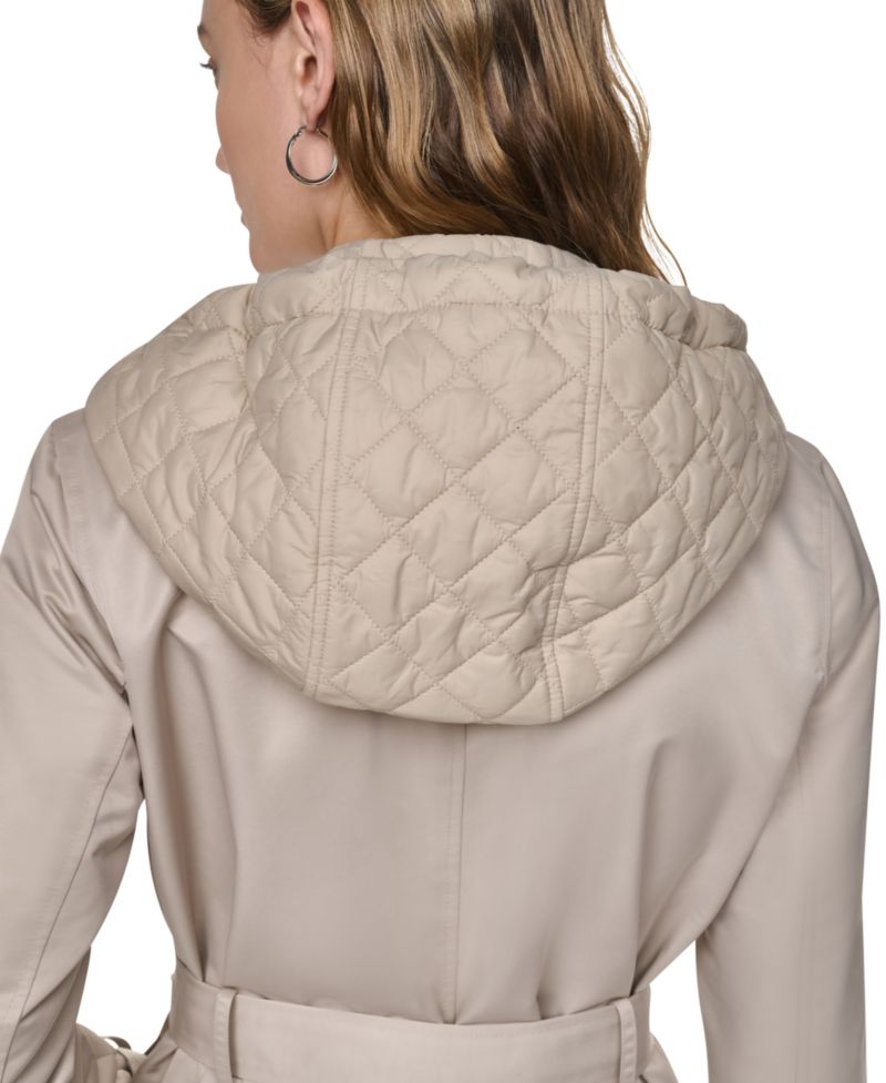 Women's Quilted Hooded Trench Coat