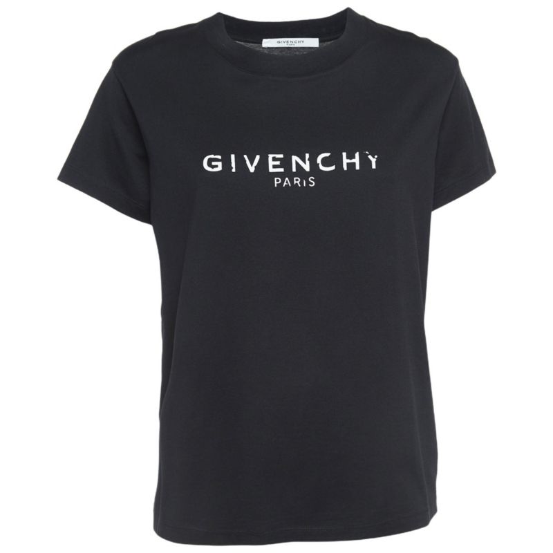 Women's Black Blurred Logo Print Half Sleeve T-Shirt