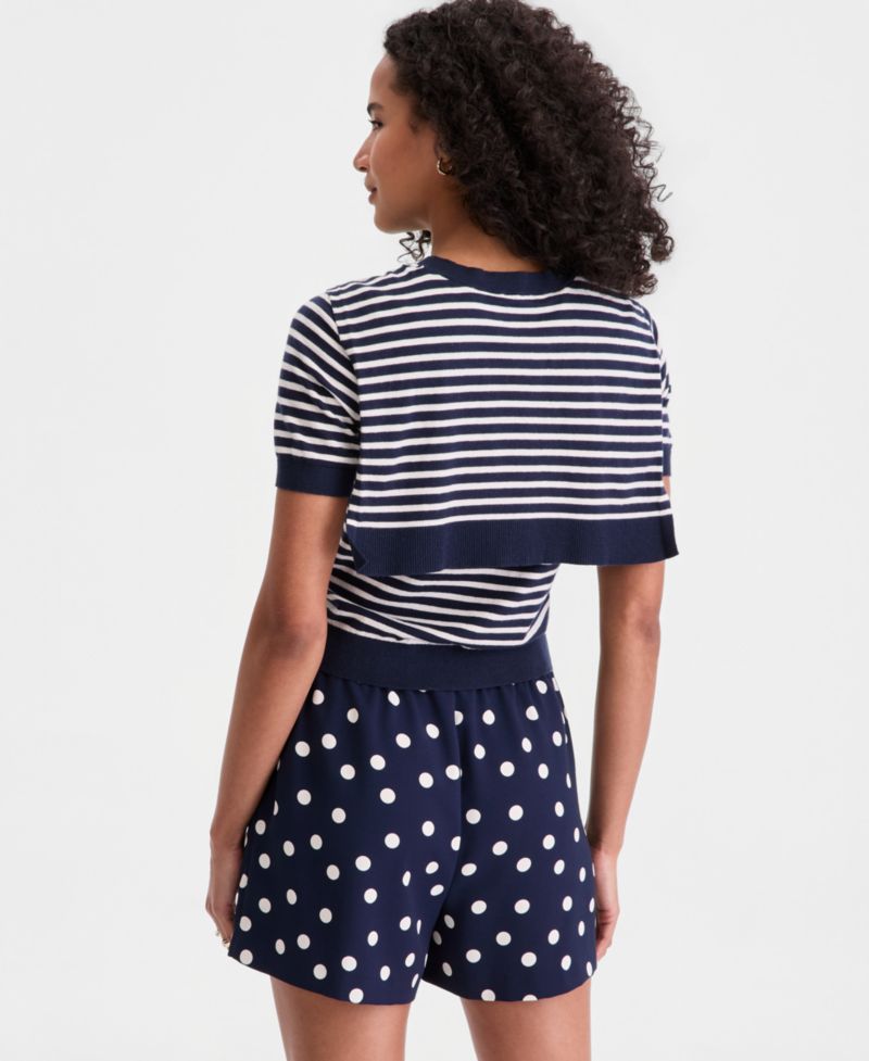Women's Stripe Tie-Front Sweater Tee