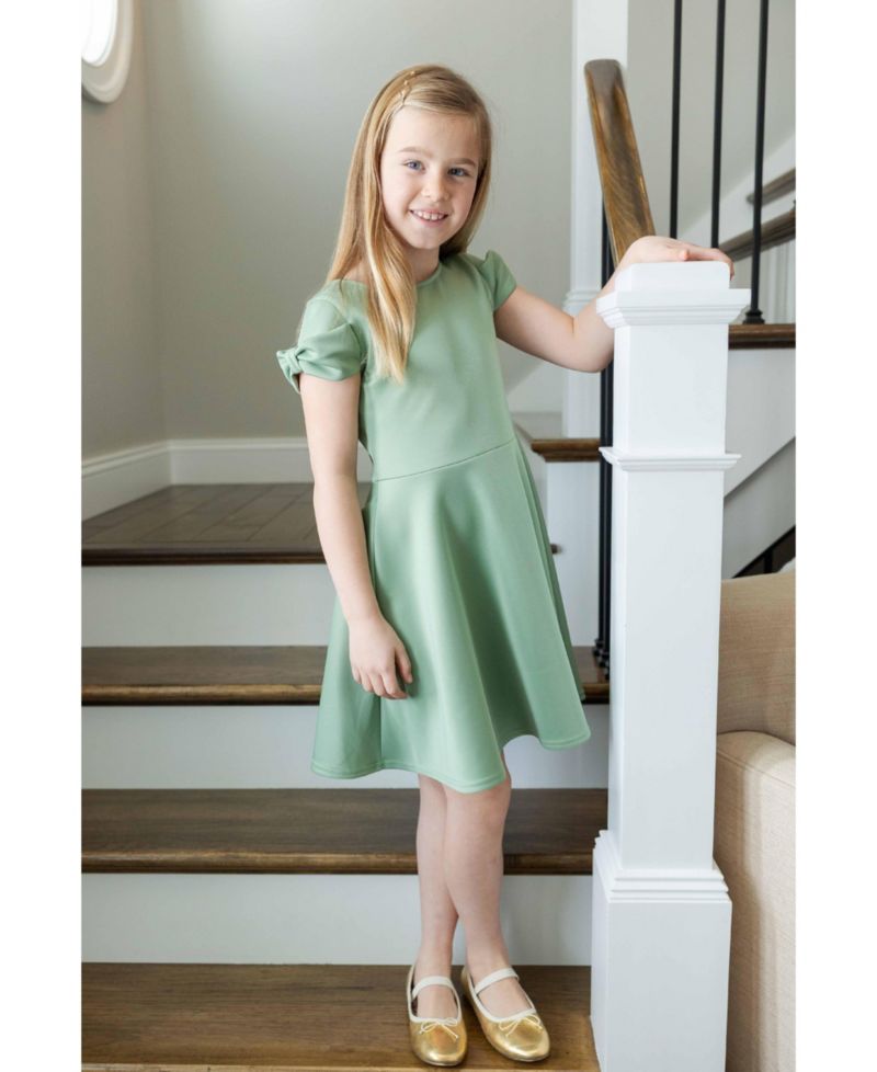Big Girls (7-14) Scuba Knit Dress with Bow