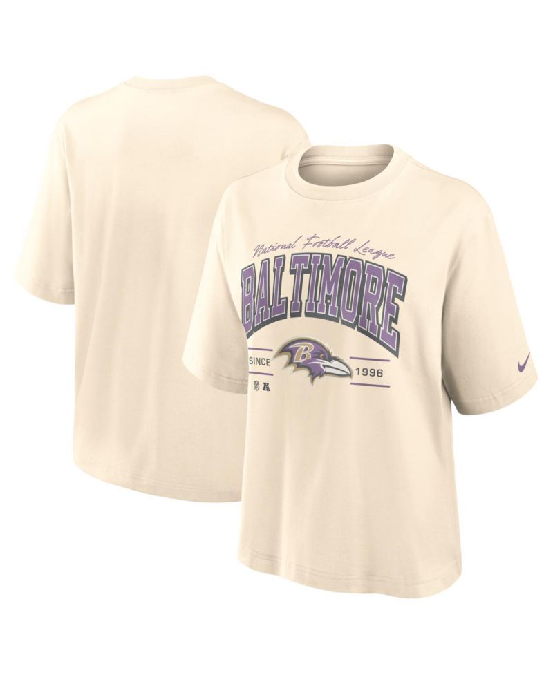 Women's Cream Baltimore Ravens Vintage Mod Boxy T-Shirt