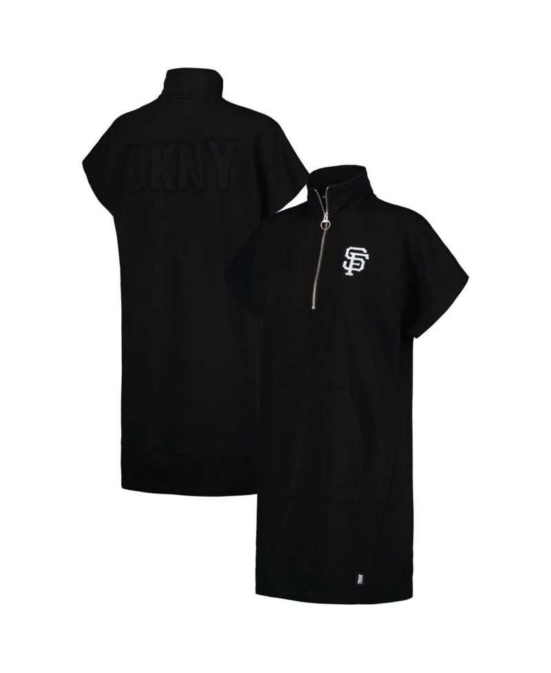Women's Black San Francisco Giants Emily Quarter-Zip Sneaker Dress