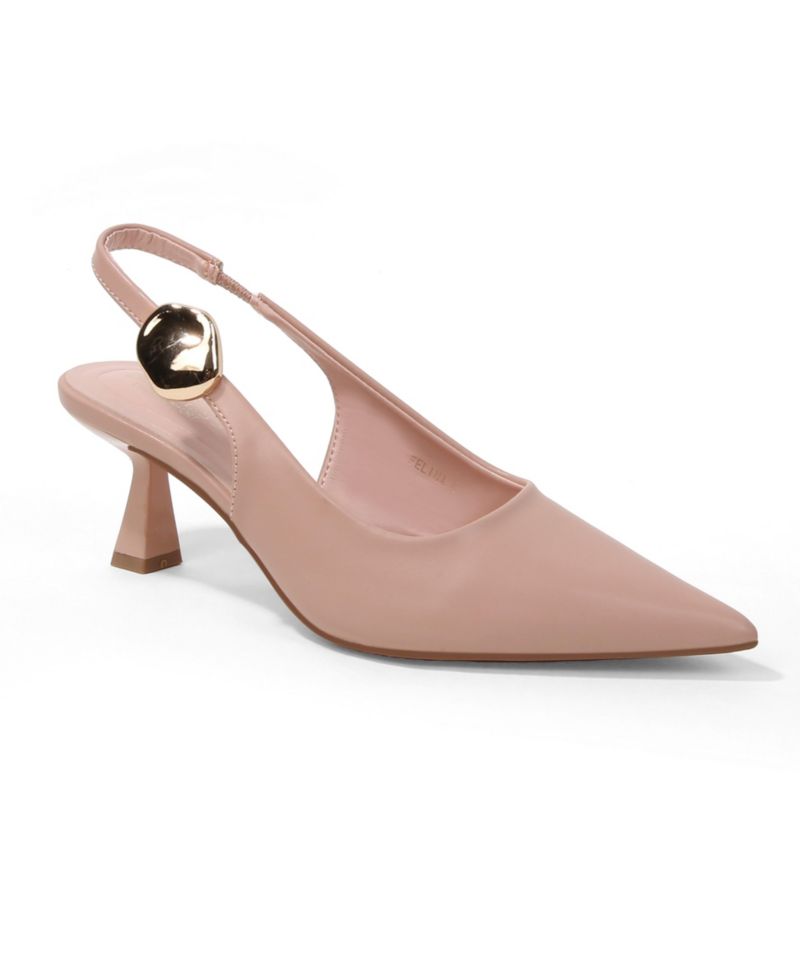 Women's Felina Pointed Toe Slingback Pumps with Gold Ornament