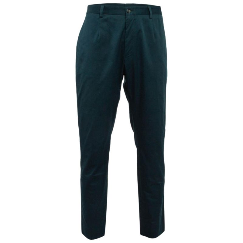 Men's Green Cotton Formal Trousers