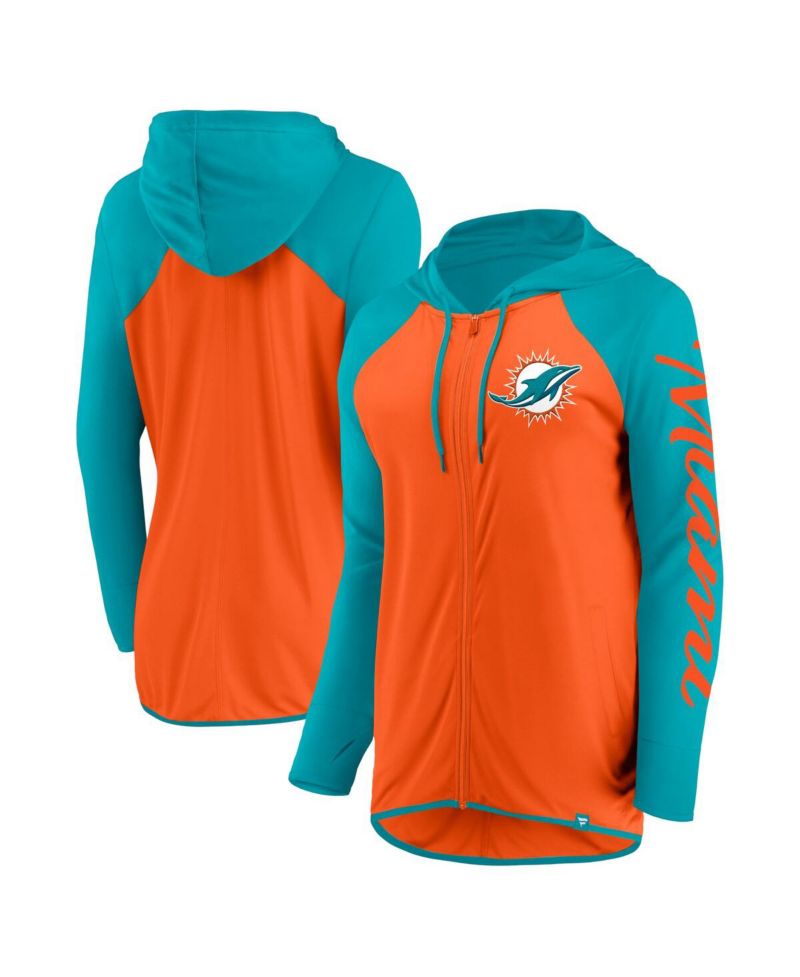 Women's Orange/Aqua Miami Dolphins Script Full-Zip Hoodie