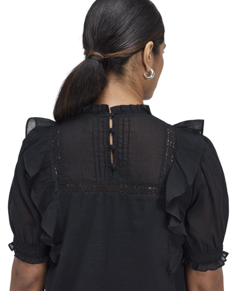 Women's Jolin High-Neck Puff-Sleeve Cotton Top