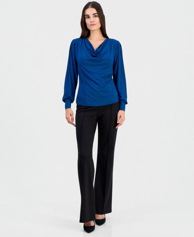 Women's Cowl-Neck Balloon-Sleeve Top