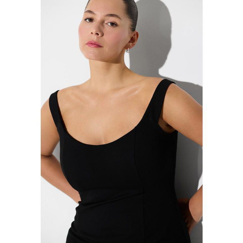 Women's Eliana Slit Sleeveless Off-Shoulder Boat-Neck Fitted Midi Dress
