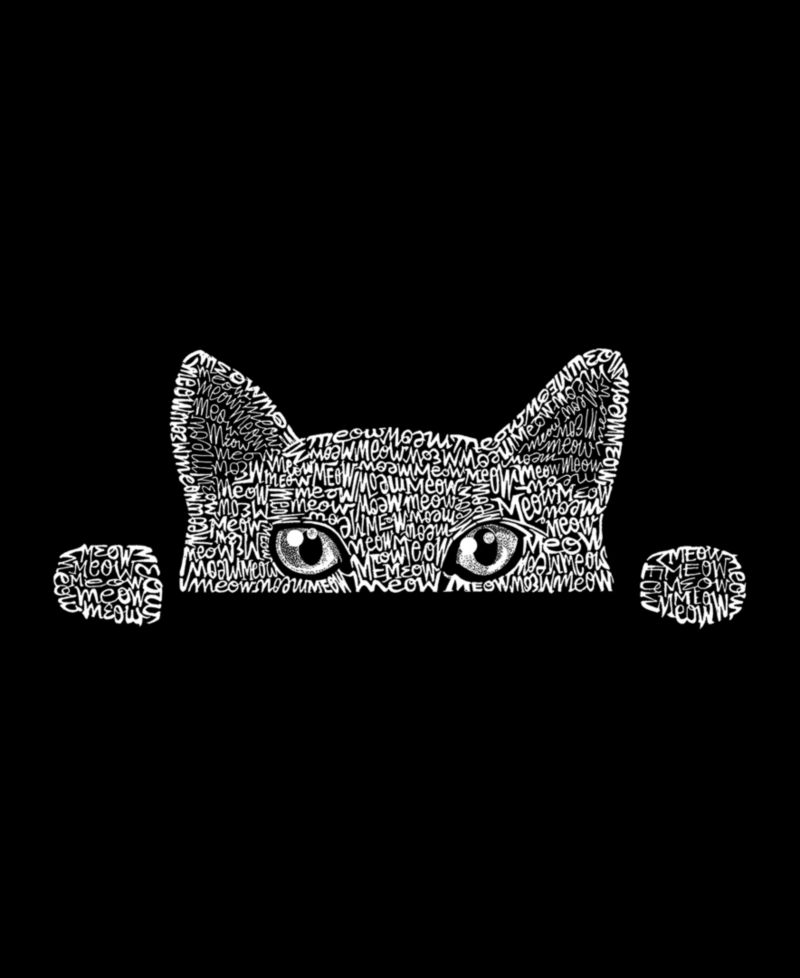 Plus Size Peeking Cat Word Art V-Neck T-Shirt