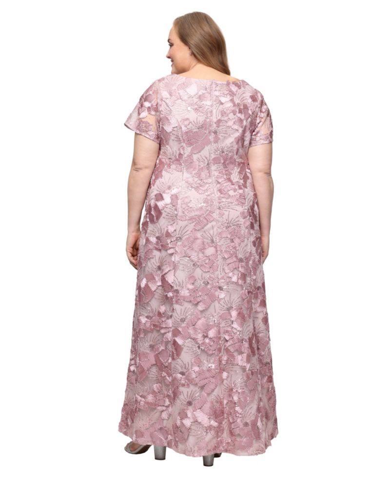Plus Soutache Sequined Evening Gown