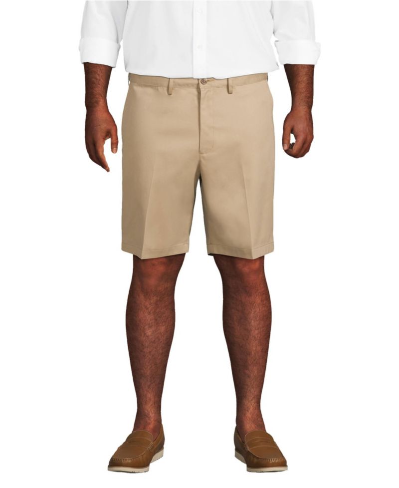 Men's No Iron 9" Comfort Waist Plain Front Chino Short