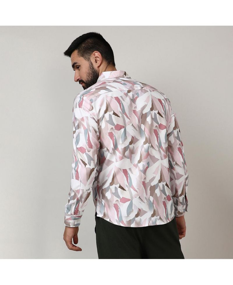 Men's Nude Pink & Ivory White Petal Block Shirt