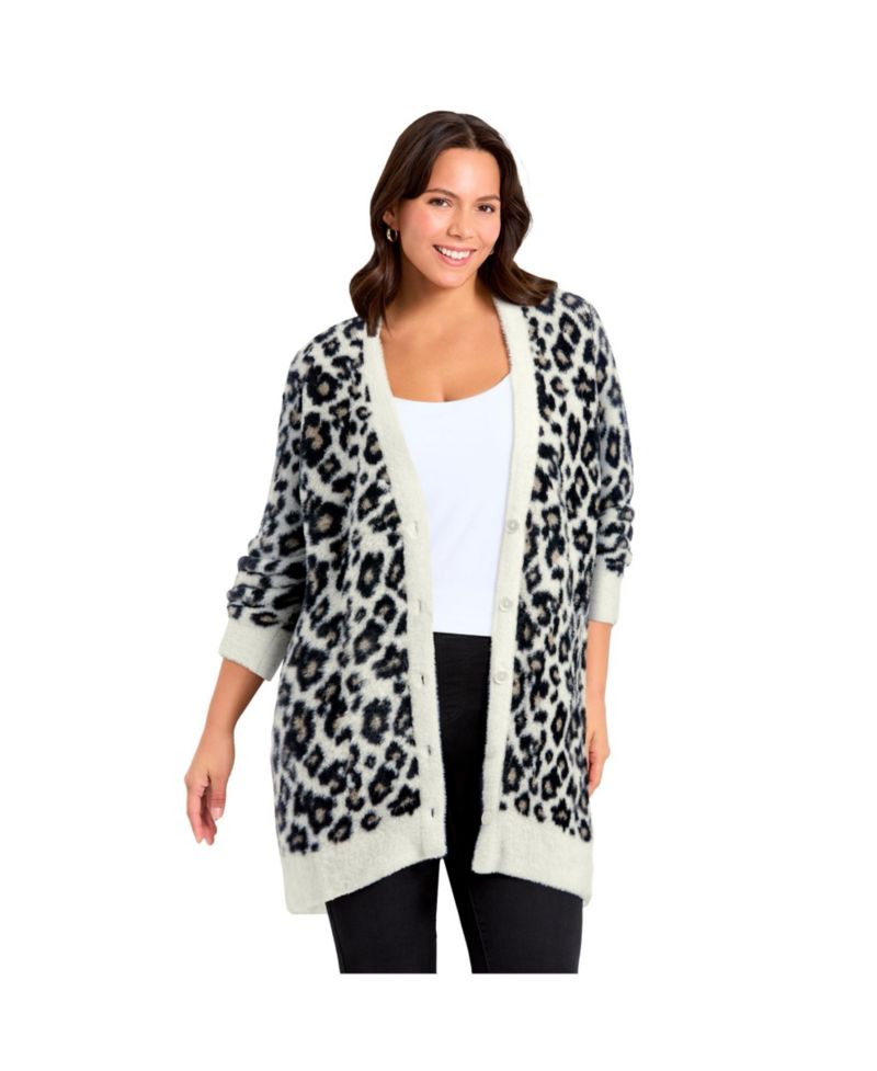 Women's Plus Size Button Front Cozy Cardigan