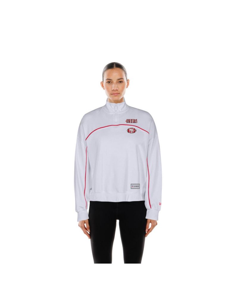 Women's White San Francisco 49ers Functional Fandom Quarter-Zip Sweatshirt