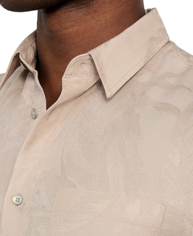 Men's Regular-Fit Botanical Jacquard Button-Down Shirt