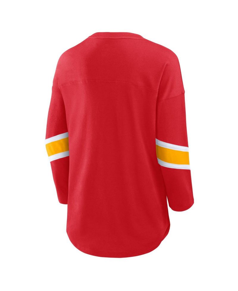 Women's Red Kansas City Chiefs Plus Size Redzone 3/4-Sleeve Scoop Neck T-Shirt