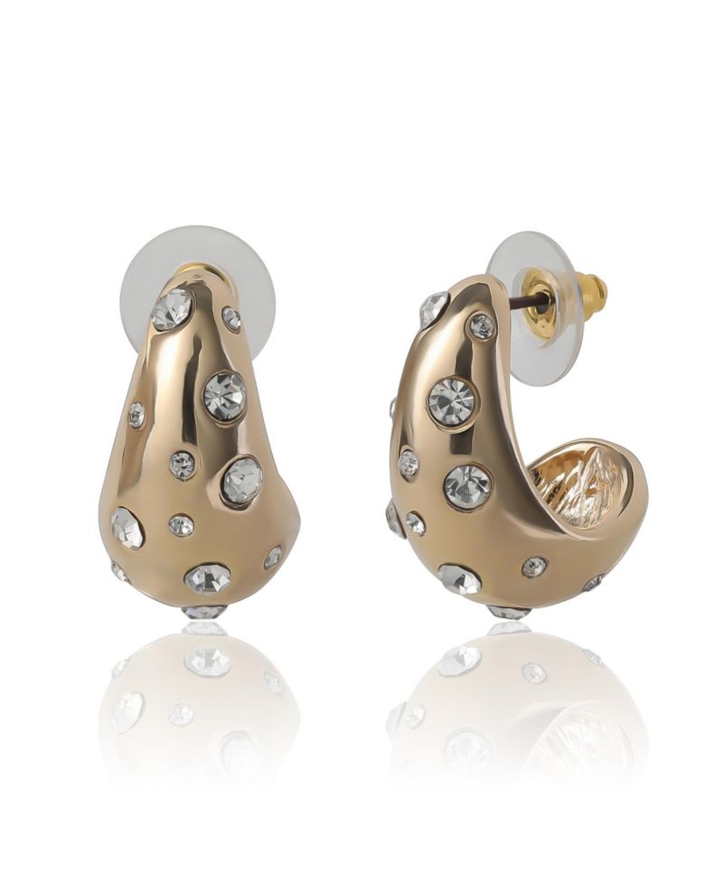 -Tone PavÃ© Polka Dot Sculptural Hoop Earrings