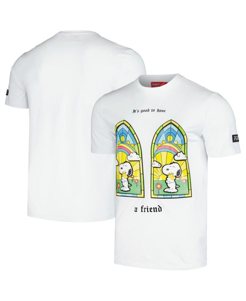 Men's and Women's White Peanuts Snoopy A Friend T-shirt