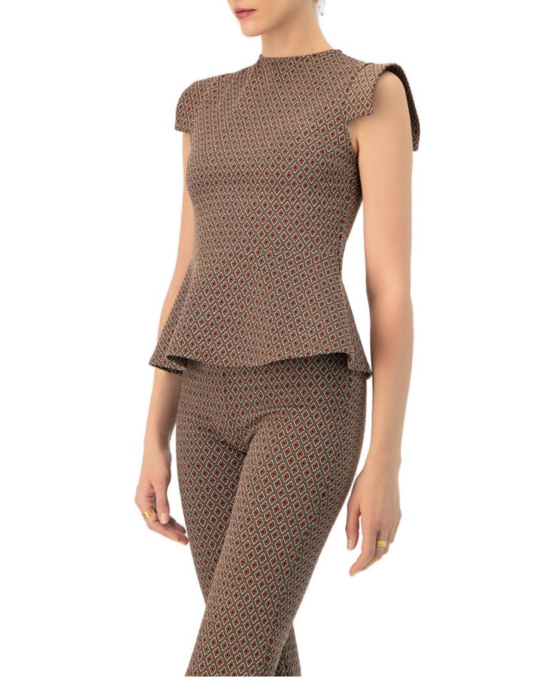 Women's Geometric Peplum Blouse
