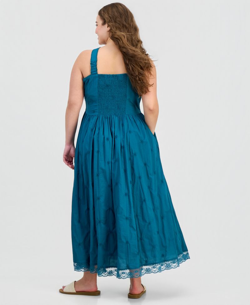 Petite Embroidered Square-Neck Dress