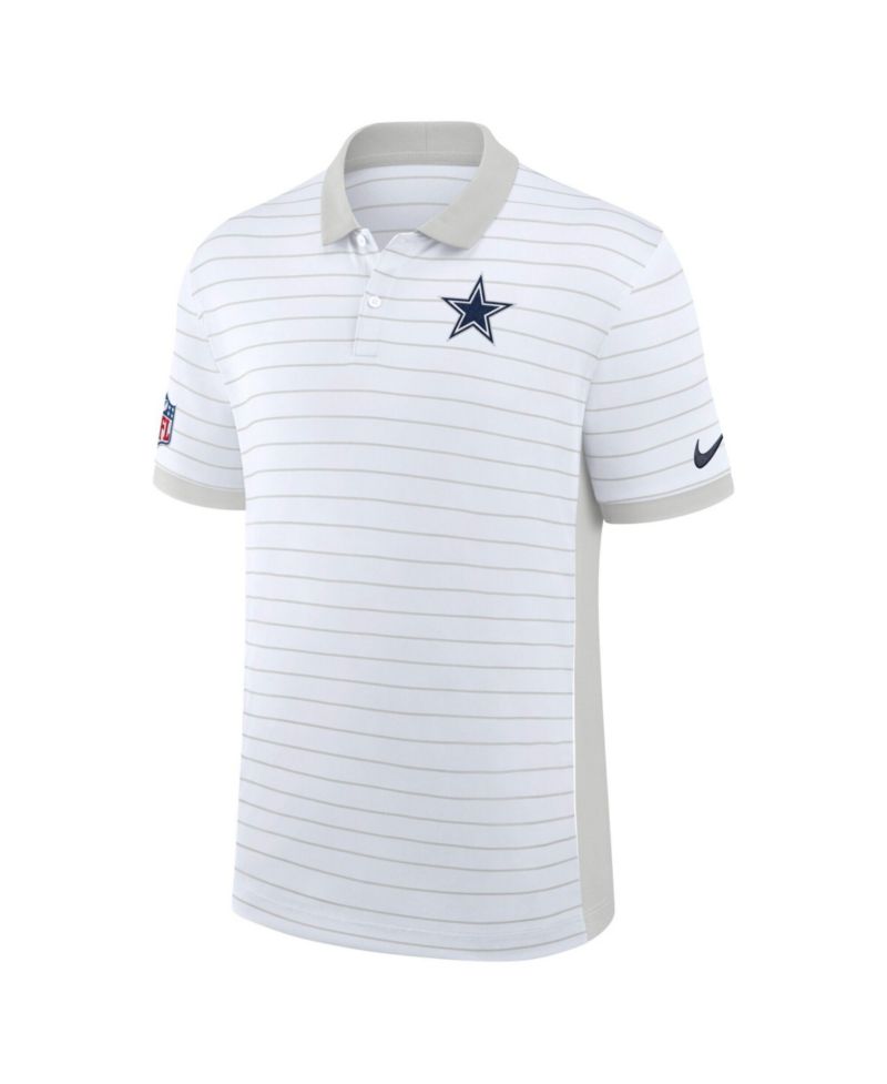 Men's White Dallas Cowboys Sideline Victory Stripe Dri-FIT Polo Shirt