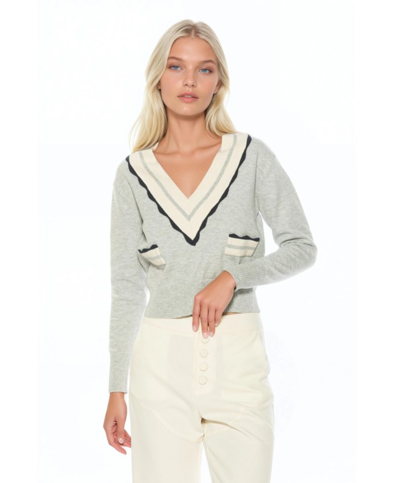 Women's Arden Deep V Contrast Trim Cardigan