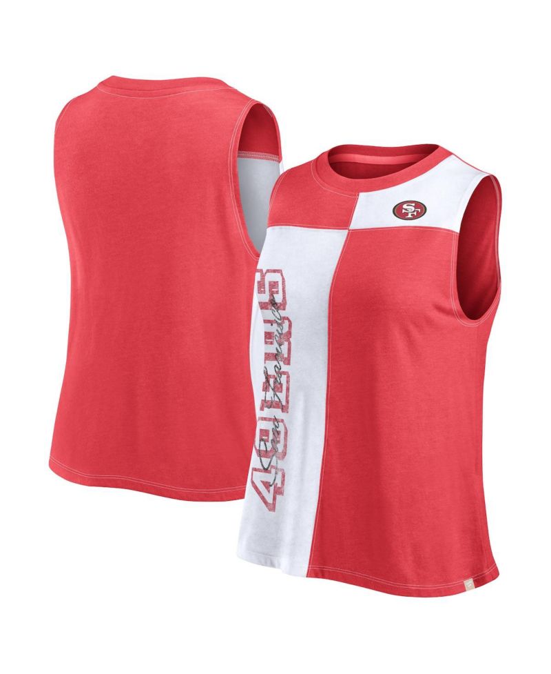 Women's Scarlet/White San Francisco 49ers Script Color Block Tank Top