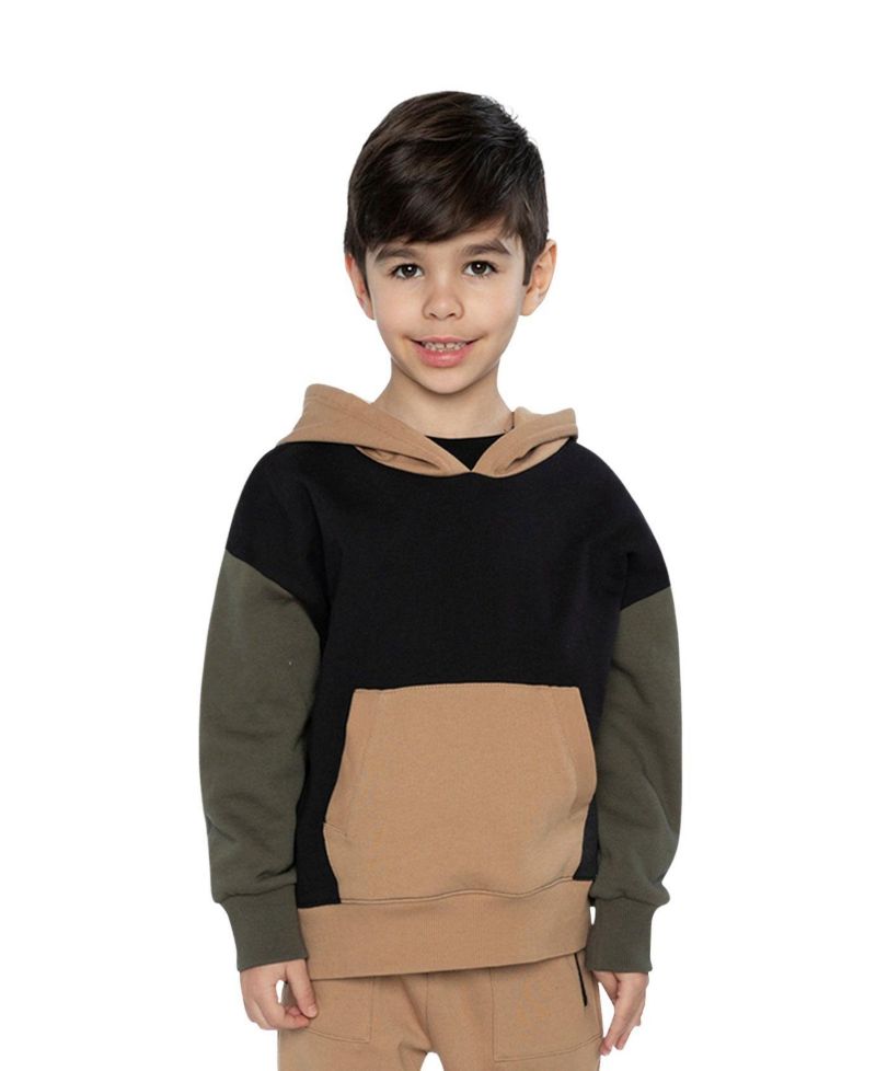 Little Boys Hooded Color block Fleece Cardigan