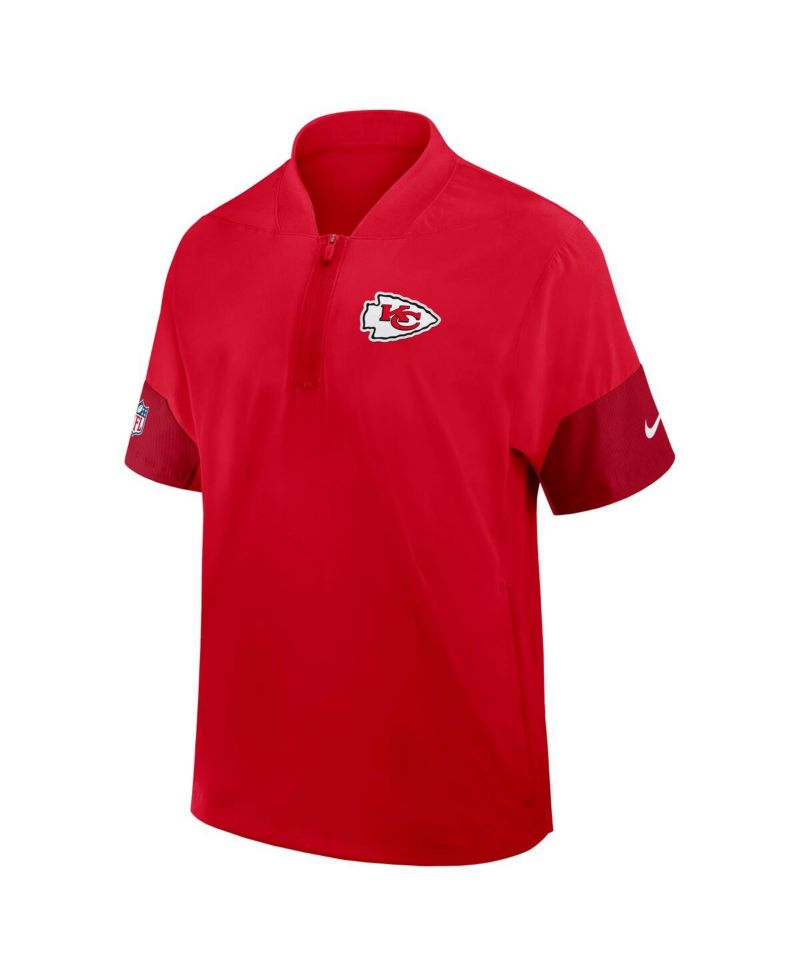 Men's Red Kansas City Chiefs Sideline Short Sleeve Quarter-Zip Performance Coach Jacket