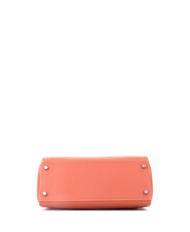Pre-Owned HERMES Kelly 28 Handbag Verso Evercolor with Palladium Hardware